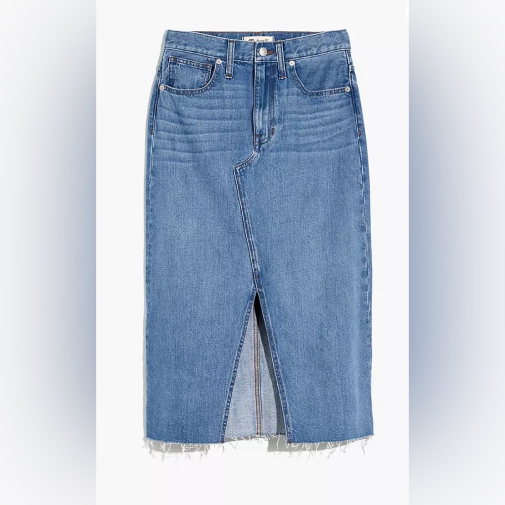Madewell Rigid Denim A-Line Midi Skirt in Carrick Wash Size 31
